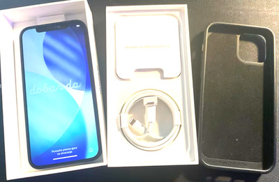 Apple iPhone 12 - 128GB - Schwarz (Ohne Simlock) (Dual-SIM) mit SP-Hülle und OVP