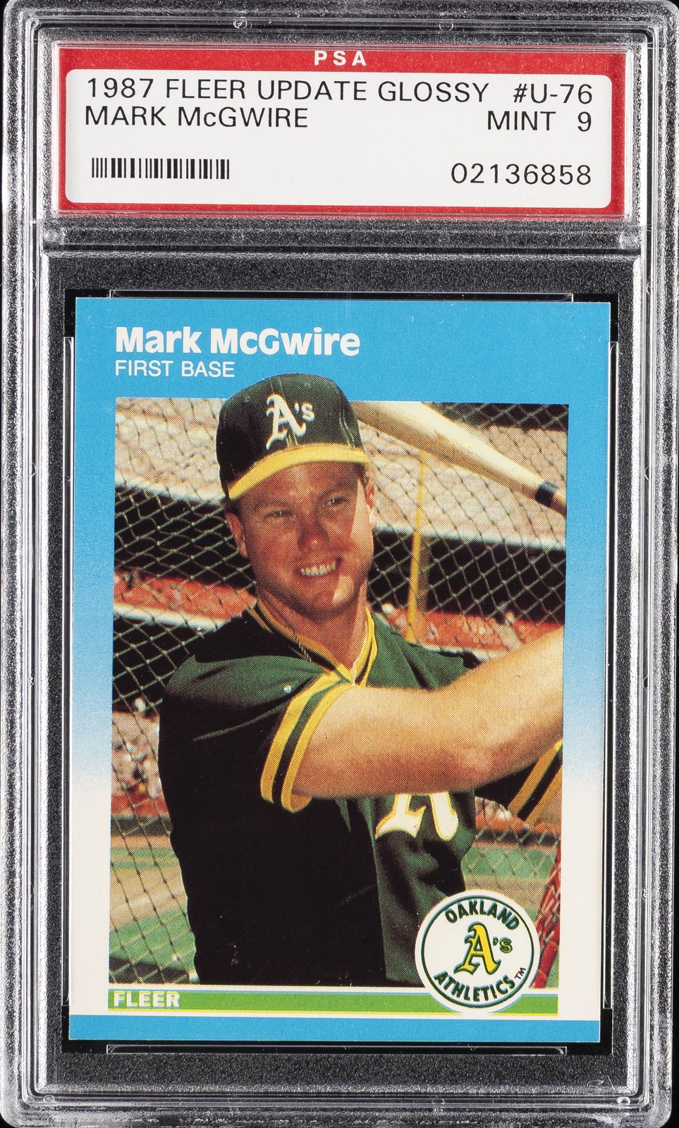 1987 FLEER UPDATE GLOSSY #U-76 MARK MCGWIRE PSA 9