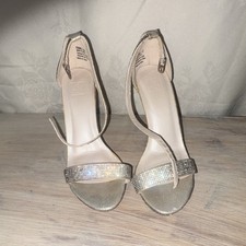 DB Studio FRANKA Silver Rhinestone Open Toe High Heel Bridal Shoes 6 prom club