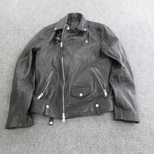 AllSaints Jacket Mens Medium Black Leather Motorcycle Biker Zip Moto Lined