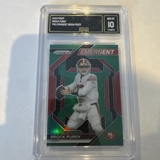 2023 Panini Prizm Emergent Green Prizm Brock Purdy #H-2 - GMA 10 Gem Mint