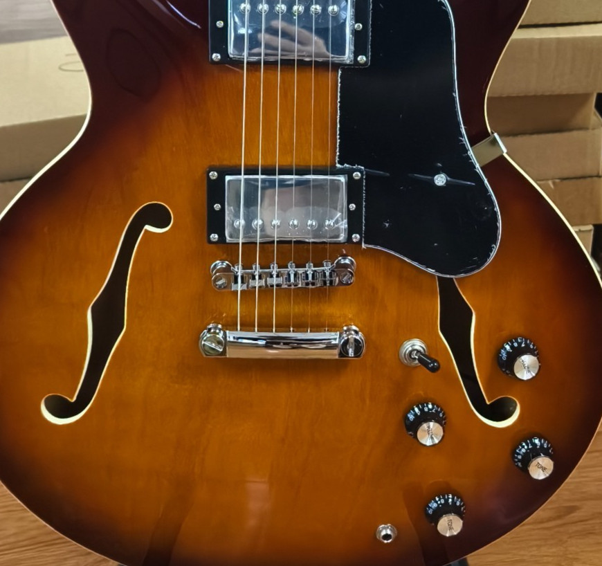 ES-335 Semi-Hollow Electric Guitar – Vintage Sunburst Finish  F-Holes Ship US