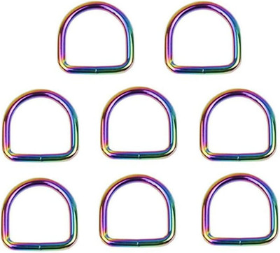 Anillos D metalicos arcoiris 1 pulgada gruesos en forma semicircular 8 piezas