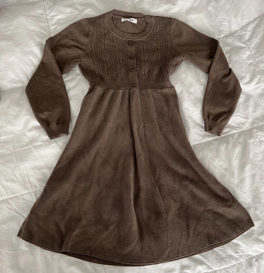Vestido Suéter Grace Karin Tejido con Cable Niñas Talla 14Y Marrón Cálido Clásico  Foto 4 de 4