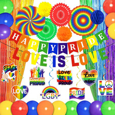 34PCS Pride Decorations Rainbow Party Set for Office - Pride Month Love Is Love