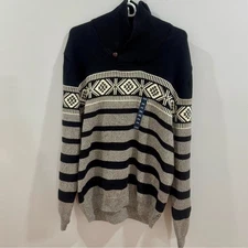 Chaps shawl collar black and slate gray multi pattern sweater size 2XL NWT