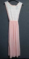 Definitions Lace Pleated Maxi Dress Nude Pink Size UK 10 DH015 EE 11
