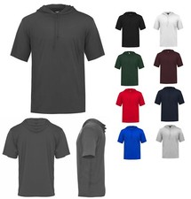 MEN'S SHORT SLEEVE, PULLOVER, T-SHIRT HOODIE, WICKING, RESISTS ODORS. XS-4XL