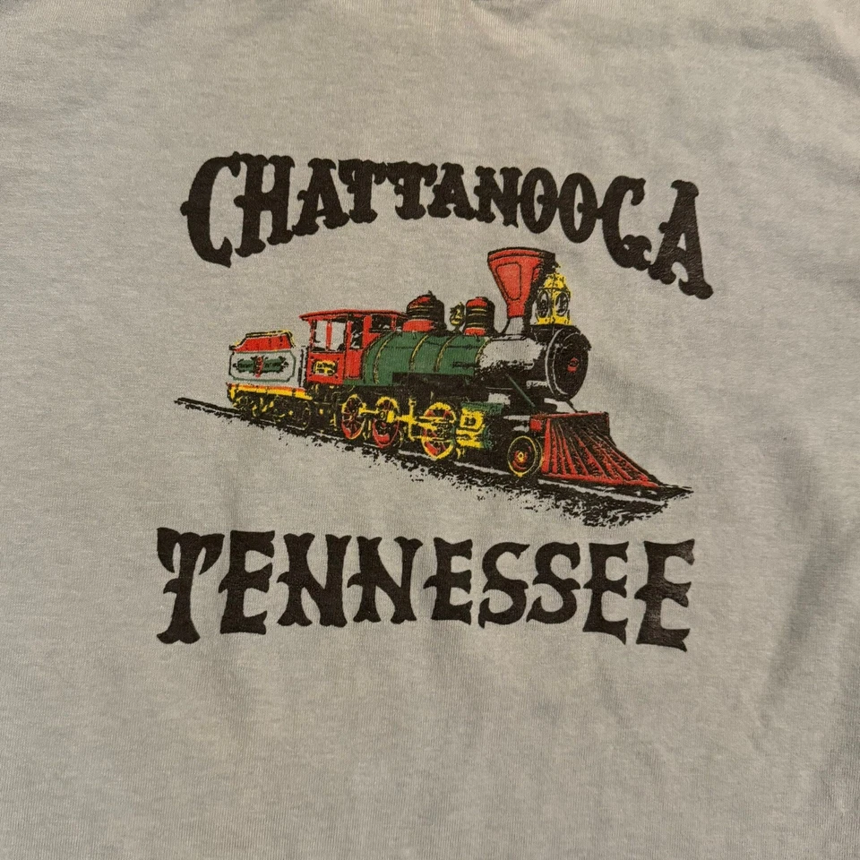 Vintage Chattanooga Tennessee Train T-shirt size XS blue 80s Choo Choo - Image 3 of 4