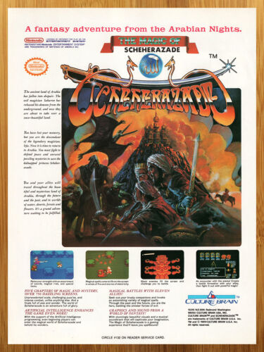 1989 The Magic of Scheherazade NES Nintendo Vintage Print Ad/Poster Promo Art - Afbeelding 1 van 3