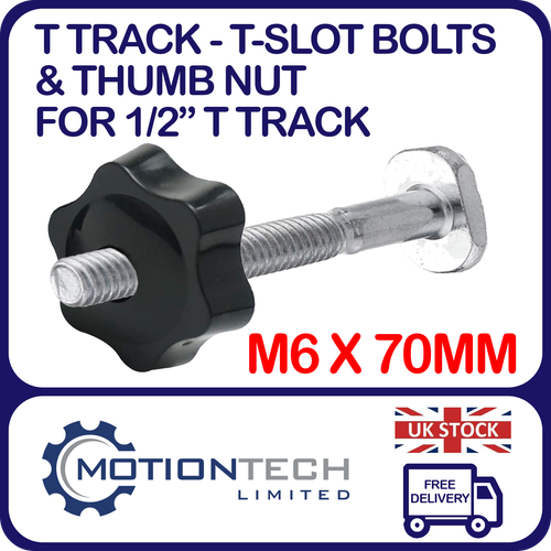 TSlot Bolt M6 x 70mm & 32mm Thumb Nut for 1/2" T Track & T Track Jigs eBay