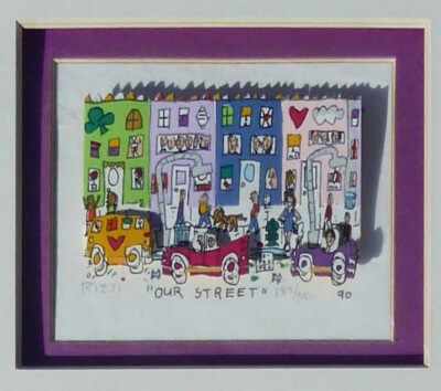 James Rizzi OUR STREET Hand Signed 3D Graphic Sculpture 1990