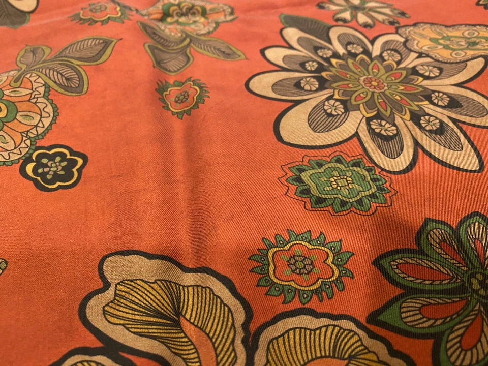 Pure Gambiered 100% Silk twill Fabric 2yds Natural Dye Fall Thanksgiving Holiday - Image 3 of 4