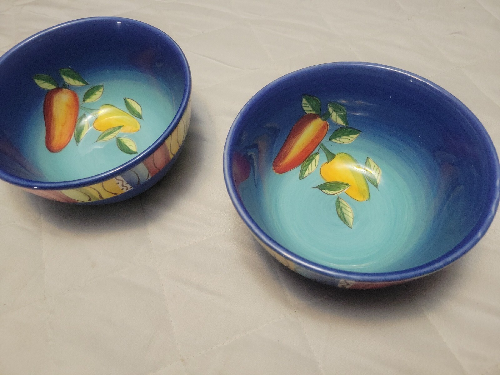 Gates Ware by Laurie Gates Blue Bowl Peppers Set of 2 Bowls eBay