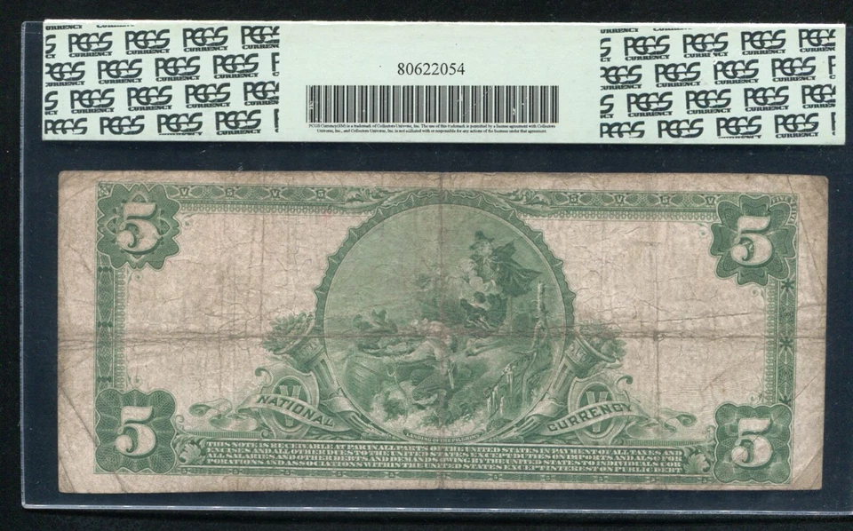 1902 $5 THE UNION NATIONAL BANK OF CARNEGIE PENNSYLVANIA CH. #12934 PCGS VG-10 - Image 2 of 2