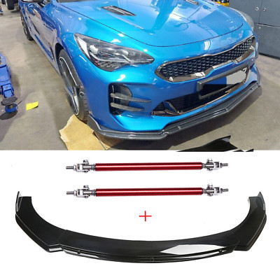 For Kia Stinger Front Bumper Lips Spoiler Splitter Body Kit Strut Rods Glossy