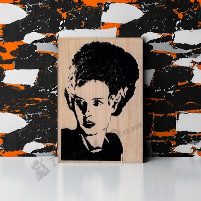 Bride of Frankenstein RUBBER STAMP, Halloween Stamp, Frankenstein Bride Stamp