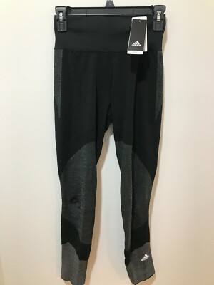 adidas Womens Black/White Size S Running Primeknit Tights $100