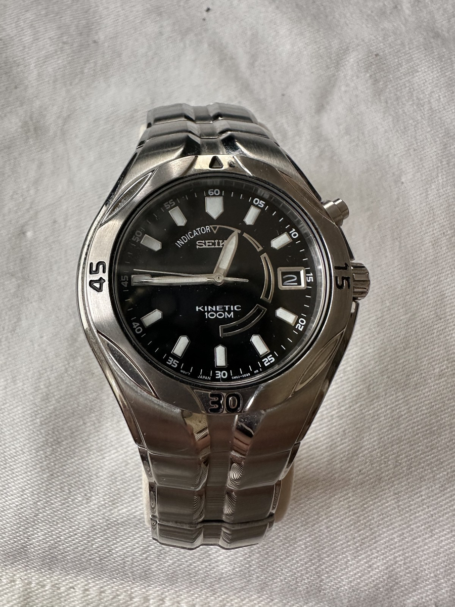 Men's Seiko Indicator Kinetic 100M Watch 5M62-0030 (New) | eBay