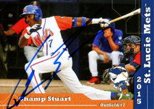 2015 St Lucie Mets CHAMP STUART Signed Card autograph AUTO