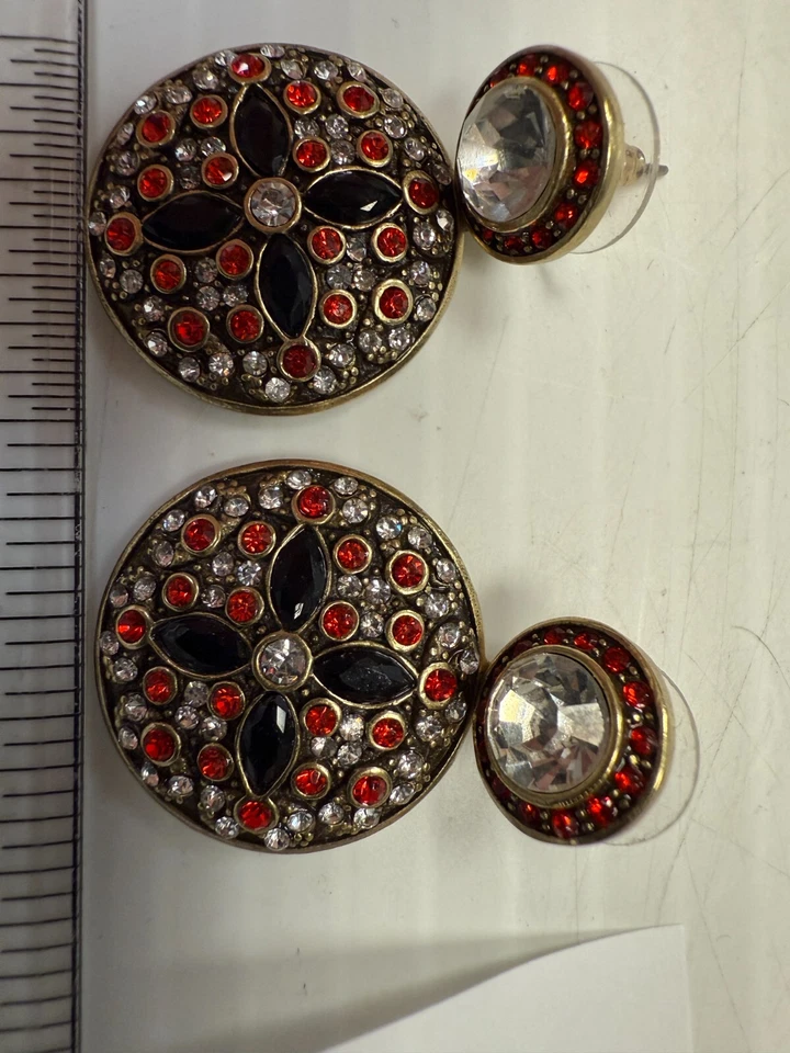 HSN - Heidi Daus - Pendientes colgantes de esmalte de cristal negro y rojo - #52 Foto 3 de 4