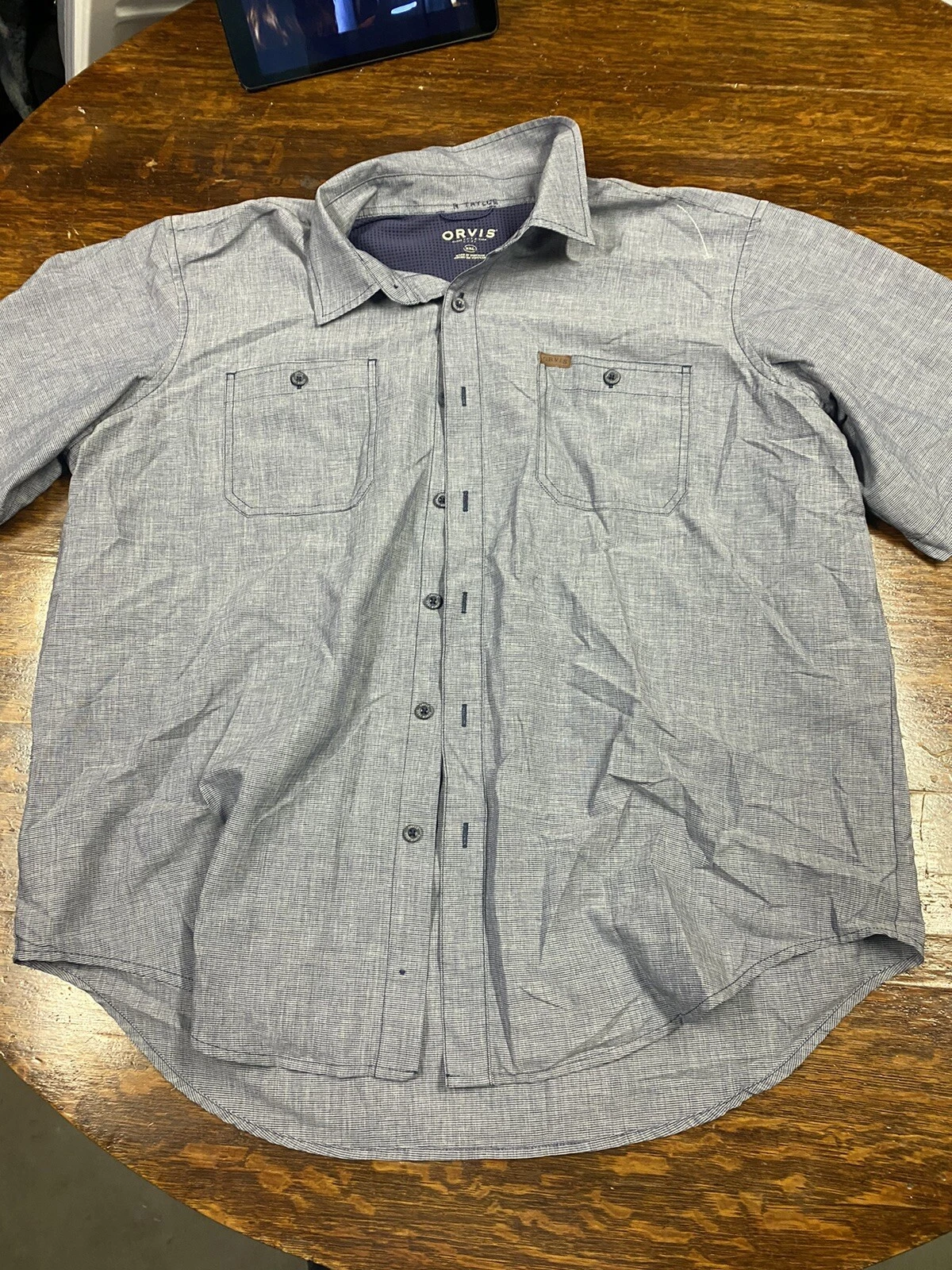 ORVIS Shirt Adult 2XL XXL Blue Outdoors Casual Long Sleeve Button UpMens