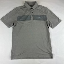 Travis Mathew Polo Mens S Gray Golf Shirt Short Sleeve 1/4 Button Preppy Read 