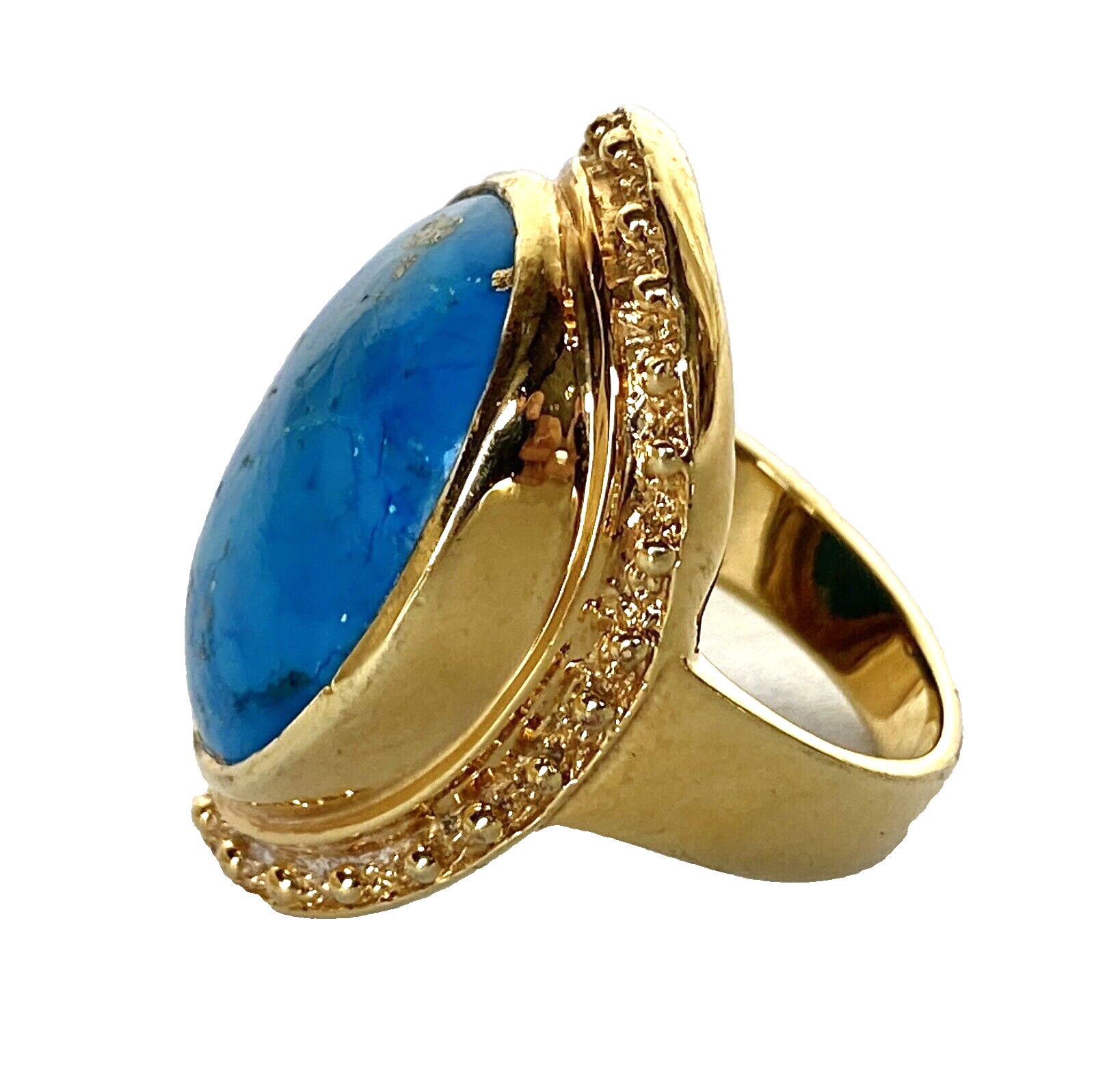 Denim Lapis Statement Ring Gold Plated Sterling S… - image 9