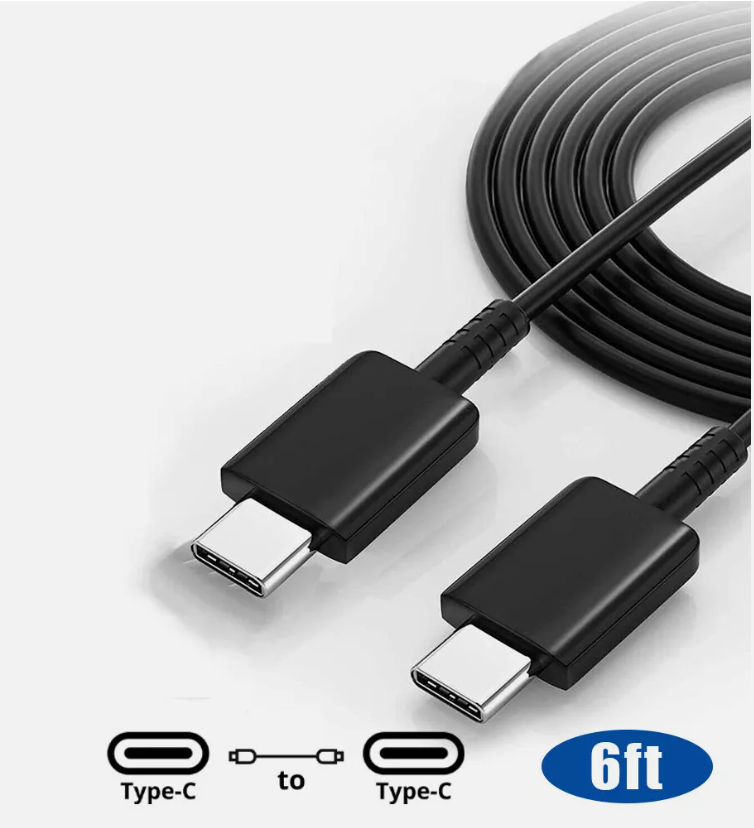 6FT USB-C to USB-C Fast Charging Cable Black for Quick Data Sync