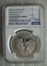 UK Una and The Lion St.Helena Pound 2022 Silver Proof Coin NGC PF69 First Releas