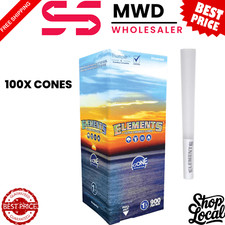 Elements Ultra Thin Pre-Rolled Cones 1 1/4  100 Pack Slow Burning Rolling Paper
