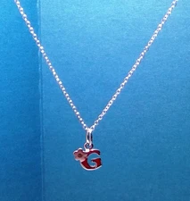 DARLING DIAMOND  CHILDS STERLING Silver INITIAL G  LETTER W/16IN CHAIN USA MADE