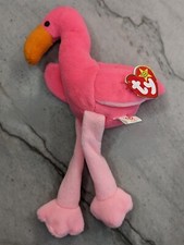 TY *Original with ERRORS* w/Tags Beanie Babies Pinky Flamingo 1995 Retired Rare