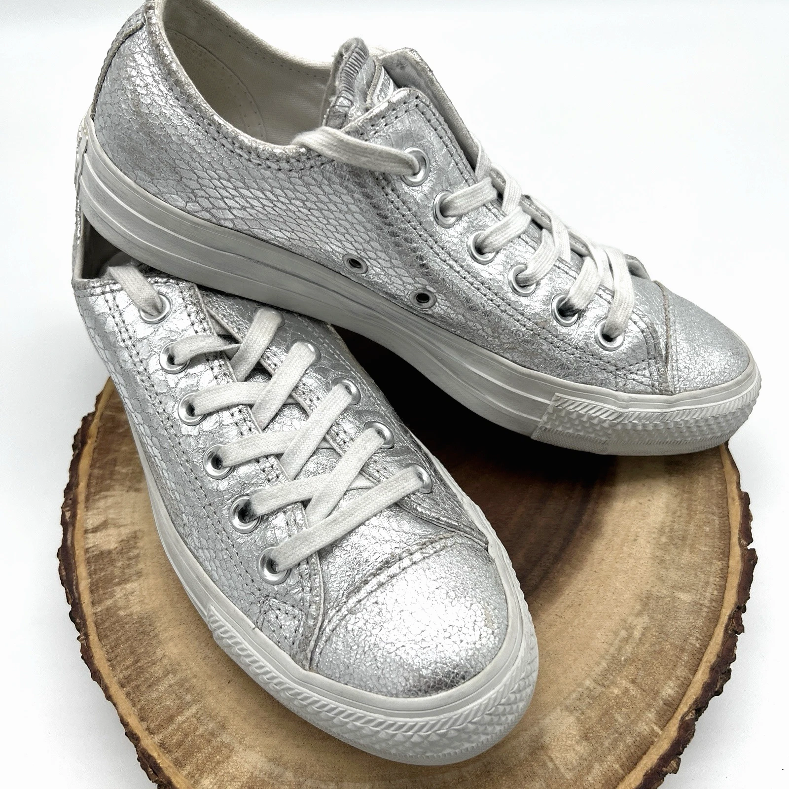 Converse scarpa donna 7 5 argento pelle di serpente Chuck Taylor All Star