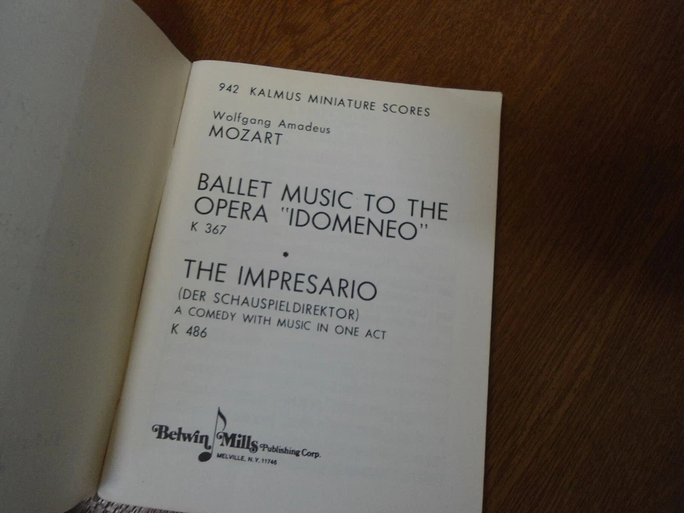 No.942 MOZART Ballet Music to Idomeneo & The Impresario / KALMUS Miniature Score - Image 2 of 4