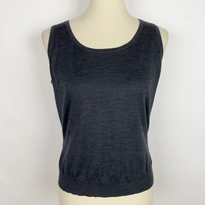 St. John Wool Knit Scoop Neck Sleeveless Sweater Tank Top Womens Small Gray