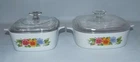 2 Vintage Corning Ware Summer Blush Casserole Dishes Pyrex Lid 1.5L & 2L Pansies