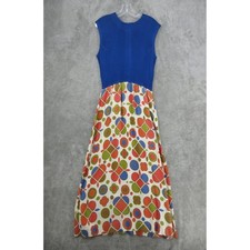 True Vintage Dress Womens Medium 60s 70s Geo Maxi Psychedelic Mod Retro Floral