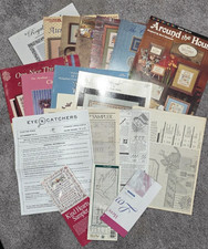 Vintage Large Lot Of 18 Counted Cross Stitch Patterns -Quotes, Animals, Flowers