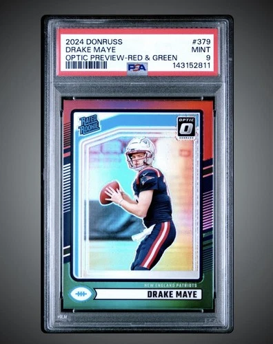 2024 Donruss Drake Maye Rated Rookie Optic Preview Red & Green Psa 9