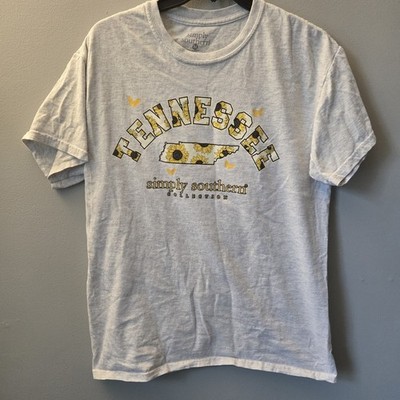 Simply Southern Tennessee TN Womens Medium Gray Sunflower T Shirt Short Sleeve