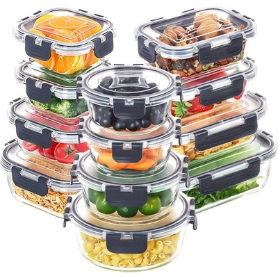 Glasbehälter-Set mit Deckeln, 24-teilig - Lebensmittelbehälter, Meal Prep Box...