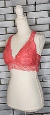 Auden Women's Lightly Lined Floral Lace Bralette Bra Size Large Coral