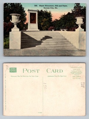 Kansas City, MO-Missouri, Meyer Monument On 10th & Paseo Vintage Postcard