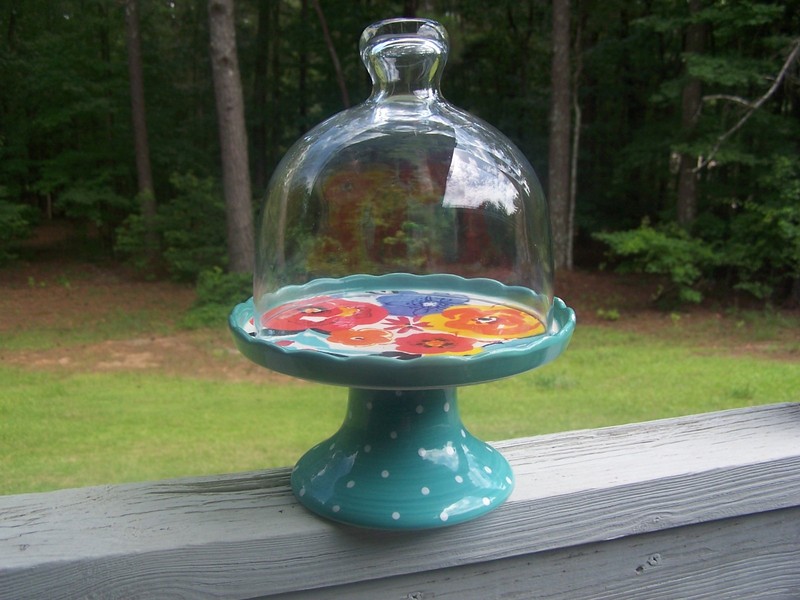 The Pioneer Woman Flea Market Small Mini Cup Cake Pedestal Stand with Clear Dome
