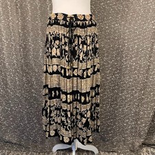 Vintage Sag Harbor Floral Print Midi Skirt Drawstring Waist Boho Women's Small
