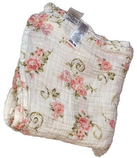 N3 WOW LN LITTLE ME Floral Scroll Muslin Swaddle Receiving Baby Crib Blanket