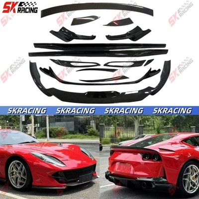 Fits Ferrari 812 Superfast GTS Dry Carbon Front Lip Side Skirts Wing Body Kits
