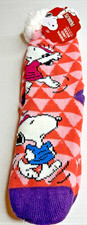 Peanuts Sherpa Lined Socks Snoopy One Size Fits Soft Non-Slip Pink Workout Run