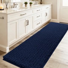 ACCUMTEK Upgrade Luxury Navy Blue Bathroom Rug Mat 48"x17" Ultra Soft Thick Abso